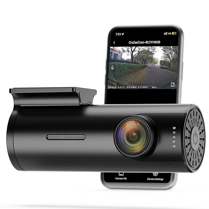 Boult Cruisecam X1 Dash Camera for Car | 1080p HD Recording | 170° Ultra-Wide Angle | 360° Rotation | App Control | Heat Resistant Supercapacitor Dashcam | Night Vision | G-Sensor | Easy DIY DashCam