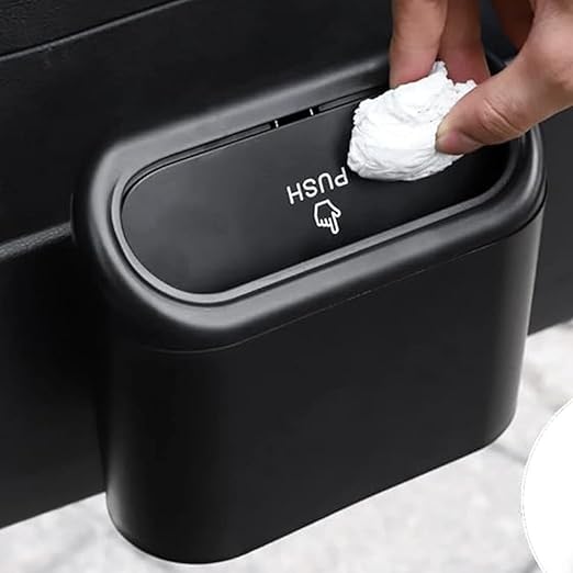 TASMAX car mini car dustbin accessories for Car Trash Bin Can Holder Dustbin Hanging: Black Automotive Garbage Can Bin Trash Container for Auto Cars, Dust Bin, Home, Office,(Black Pac for 1)