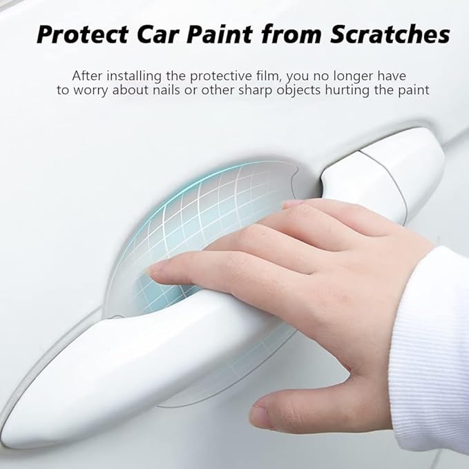DETACHI Car Door Handle Protector Transparent Sticker and car Handle Scratch Protector car Door Sticker PU Finger Guard Car Paint Protection Universal Car Door Guard (Pack of 4)