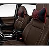 DETACHI Faux Leather Car Neck Rest Pillow/Cushion Set of Pillows Compatible with All Cars (Black, with RED Embroidery) - Pack of 2 Pieces