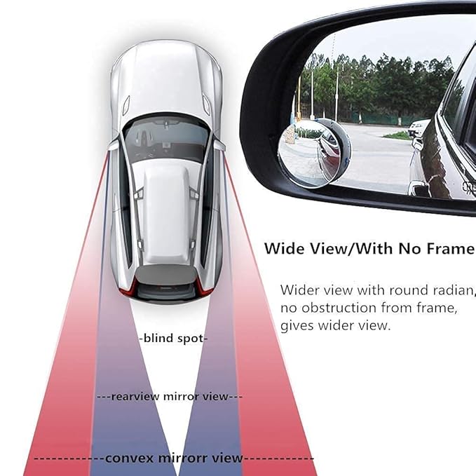 CarFrill HD Glass Frameless Round Convex Rear View Blind Spot Mirror Cars/Trucks/Vans (2") -Pack of 2