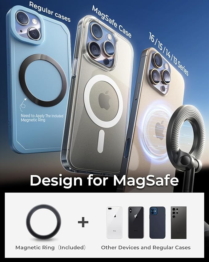 DUKAAN 360° Vaccum Magnetic Phones Holder, Magnetic Car Phone Mount, Hands-Free Suction Cup Phones Holder for Car/Gym/Mirror/Shower, Car Mount Compatible with All Mobile (Extended)