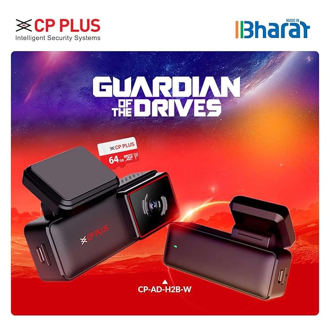 CP PLUS CarKam Car Dashcam with 2MP Full HD Resolution | Wide Angle View | Supports G Sensor | Low Light Vision – CP-AD-H2B-W with SD Card