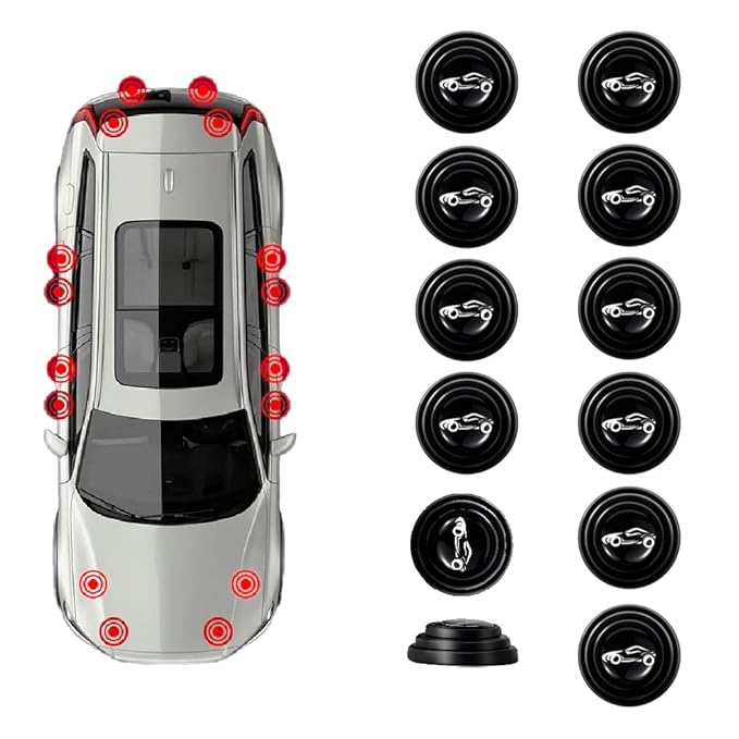 Gozaqe Car Door Shock Absorber,12 PCS,Car Door Shock Absorber Pads Protector Gasket Guard Silicone Sticker Accessories,Universal PVC car Shock Absorber