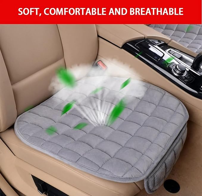 HSR Comfortable Ultra-Soft Memory Foam Car Seat Cover with Non-Slip Grip and Storage Pouch – Universal Fit, Car Seat Cover (Gray Front 1PC)