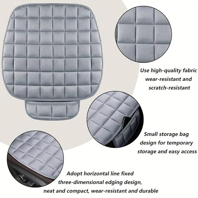 HSR Comfortable Ultra-Soft Memory Foam Car Seat Cover with Non-Slip Grip and Storage Pouch – Universal Fit, Car Seat Cover (Gray Front 1PC)