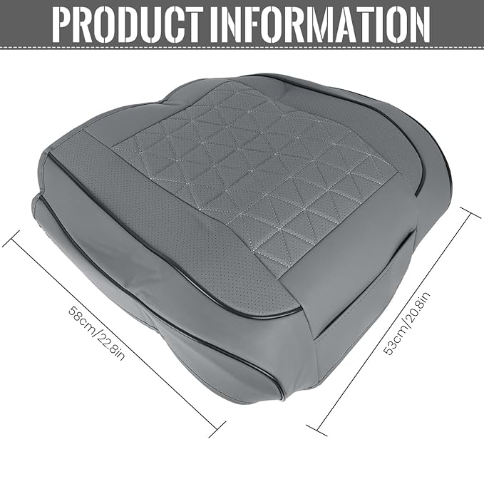STHIRA® Luxury Faux Leather Seat Cover for Car Comfortable & Durable Car Seat Cover with Anti-Slip Wrap-Around Seat Cushion for Driving Seat Cushion Universal Fit for Most Vehicles, 52x49cm
