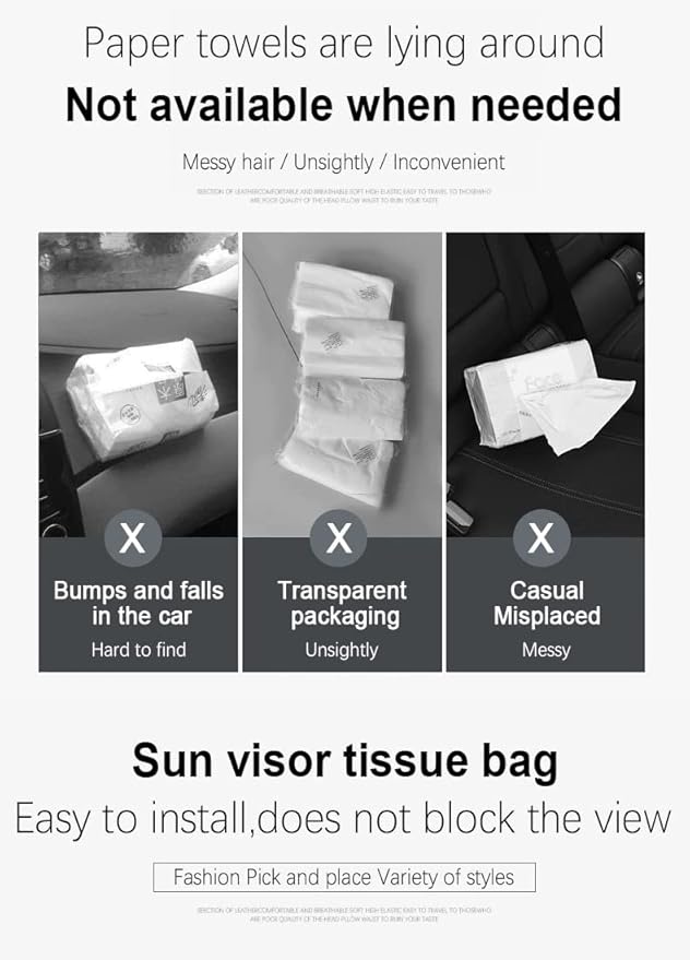 Detachi Car Tissue Holder, Sun Visor Napkin Holder, Car Visor Tissue Holder, Tissue Holder for Car (Beige)