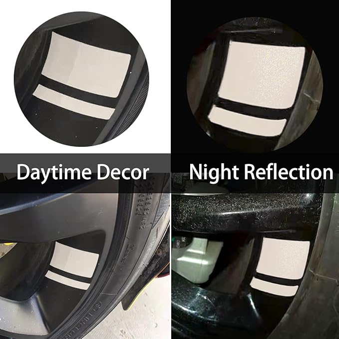 Kelenate® (White) Fits 18''- 21'' Wheel Decals Hash Stripe Stickers Wheels, 6Pcs Reflective Car Wheel Rim Decal Stripes Decoration Accessories Compatible with LRD