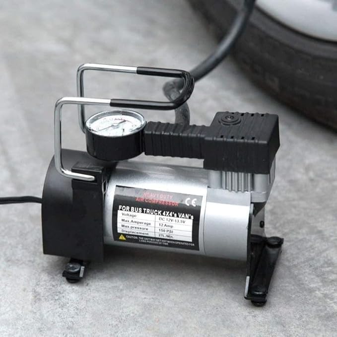 RIMPAL FASHION Electric Car Air Compressor with Pressure Gauge,12V DC Portable Tyre Inflator Air Pump for Car, Trucks, Bus, Bike, Auto & Van,High Pressure Portable Air Compressor for Cars (Horizontal)