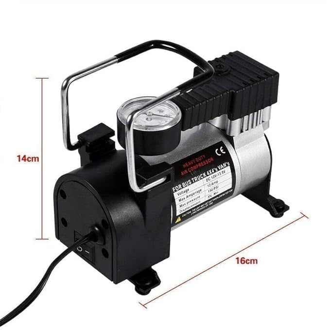 RIMPAL FASHION Electric Car Air Compressor with Pressure Gauge,12V DC Portable Tyre Inflator Air Pump for Car, Trucks, Bus, Bike, Auto & Van,High Pressure Portable Air Compressor for Cars (Horizontal)