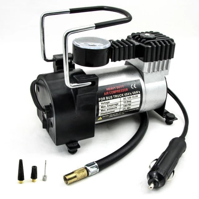 RIMPAL FASHION Electric Car Air Compressor with Pressure Gauge,12V DC Portable Tyre Inflator Air Pump for Car, Trucks, Bus, Bike, Auto & Van,High Pressure Portable Air Compressor for Cars (Horizontal)