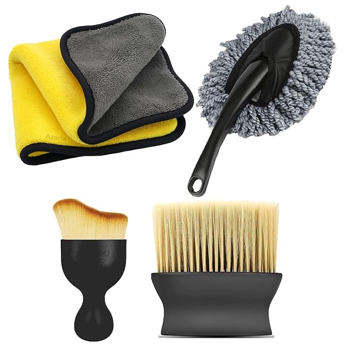 Fuelbyte 4 Pcs Car Cleaning Brush, Car Accessories 2025 Microfiber Cleaning Cloth Kit for Car Ac Cleaning Kit, Car Interior Accessories for Dust Cleaning, Car Cleaning Cloth (4 pcs)