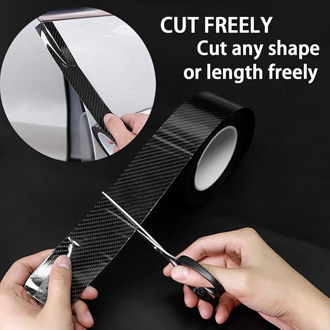 AutoBizarre Carbon Fibre High Gloss Anti Scratch Black Carbon Fiber Paint Protection Film Tape Ppf For Car Protection And Decoration - 2 Inches X 5 Meters